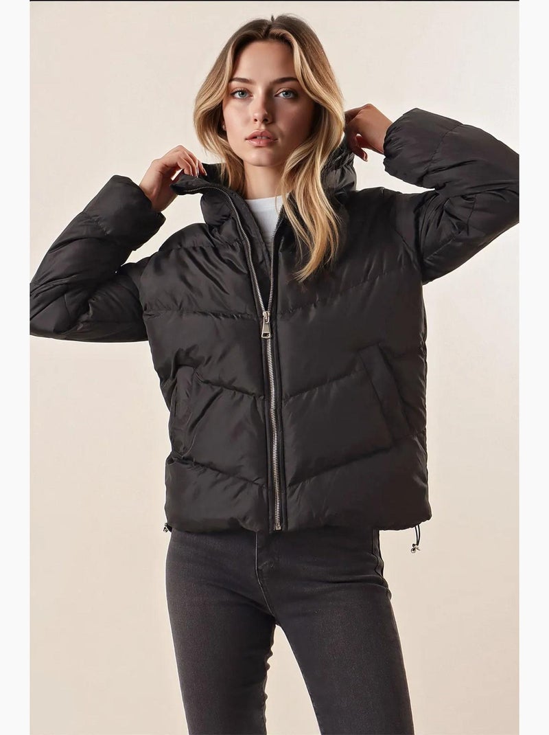 Casaco acolchoado puffer com gola de fecho grossa bdart Preto - Kiabi