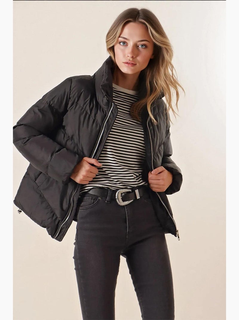 Casaco acolchoado puffer com gola de fecho grossa bdart Preto - Kiabi
