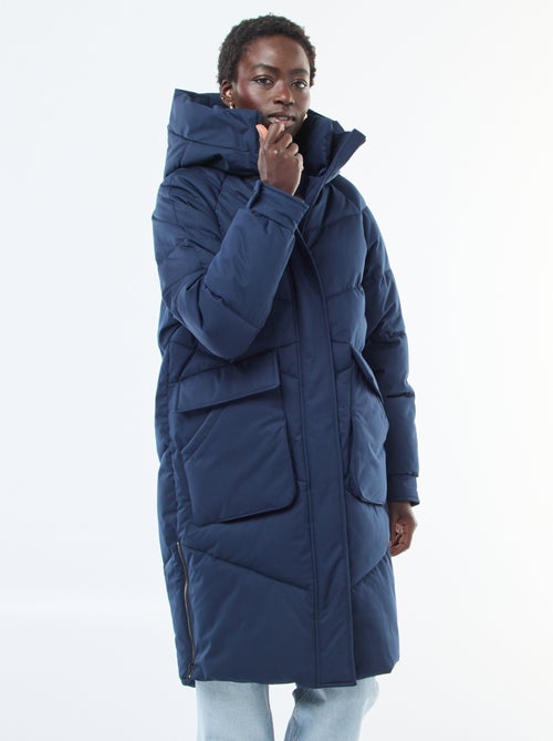 Casaco Acolchoado Quente Comprido Impermeável com Capuz - Kiabi