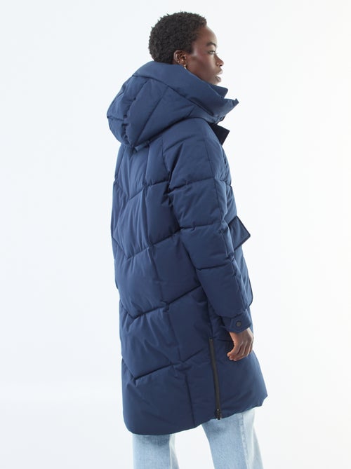 Casaco Acolchoado Quente Comprido Impermeável com Capuz - Kiabi