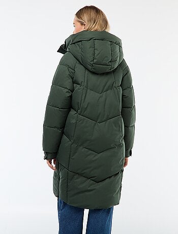 Casaco Acolchoado Quente Comprido Impermeável com Capuz