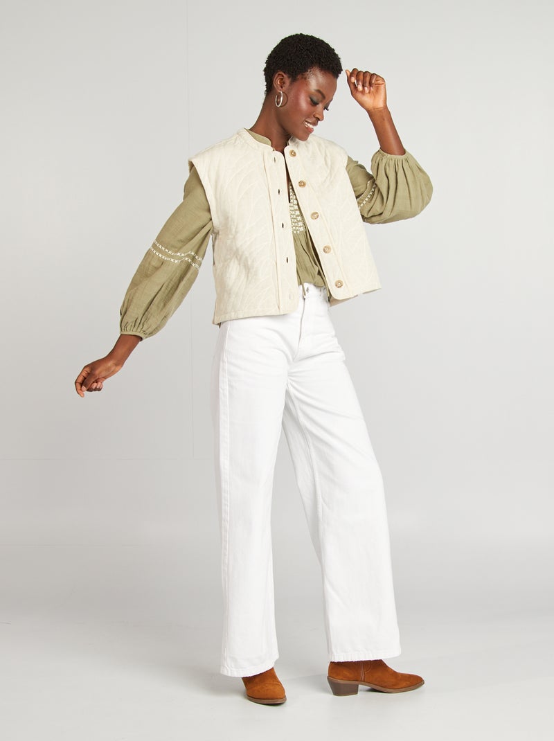 Casaco acolchoado sem mangas BRANCO - Kiabi