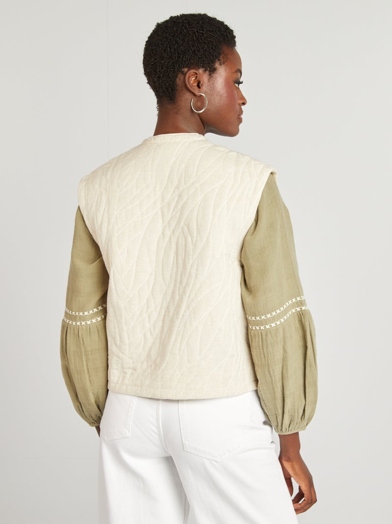 Casaco acolchoado sem mangas BRANCO - Kiabi