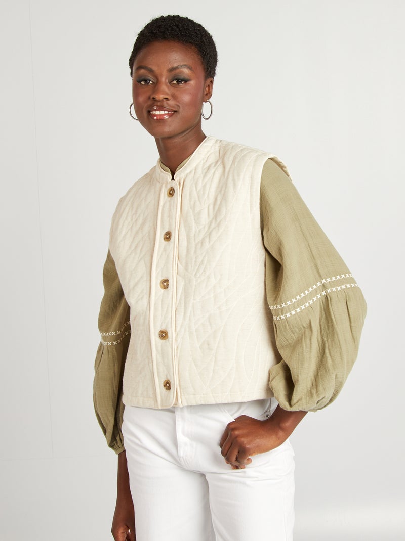 Casaco acolchoado sem mangas BRANCO - Kiabi