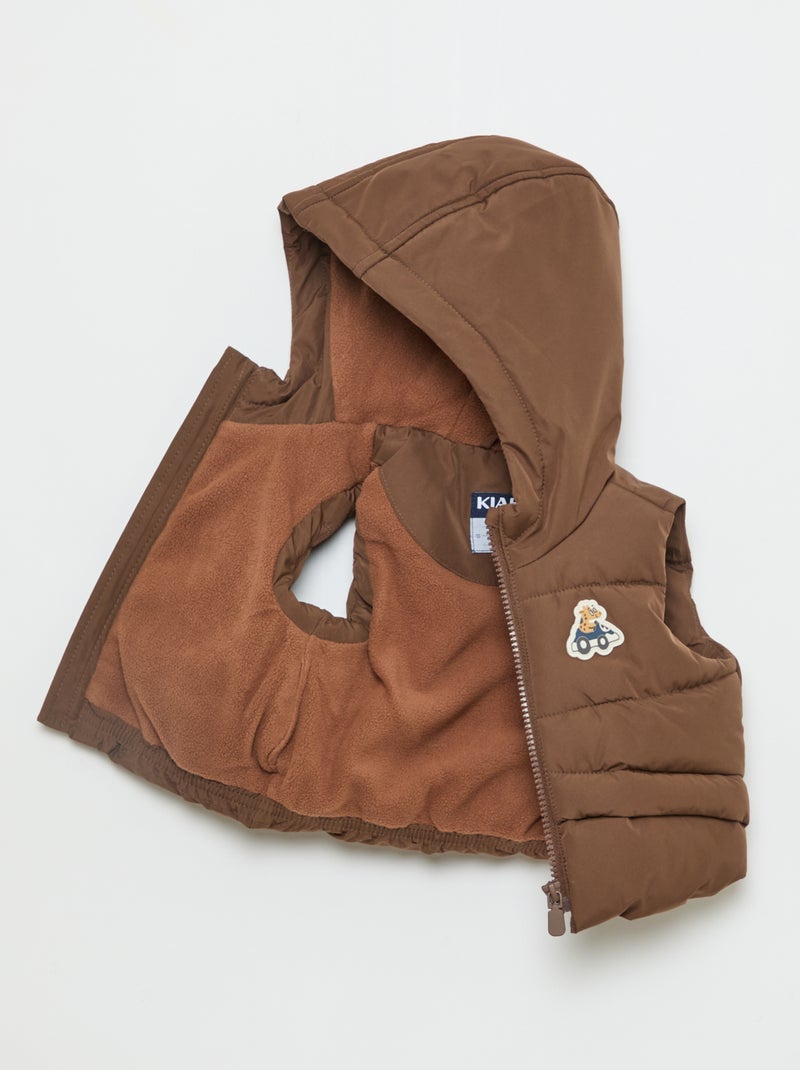 Casaco Acolchoado sem Mangas e com Capuz Bege - Kiabi