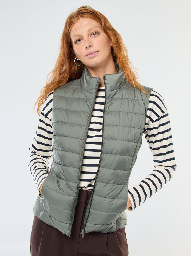 Casaco Acolchoado Sem Mangas Impermeável Verde - Kiabi