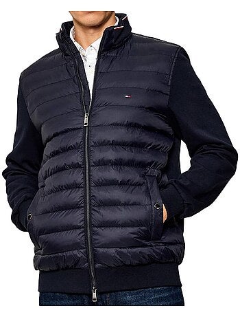 Casaco acolchoado tommy hilfiger para homem azul-marinho mix de materiais