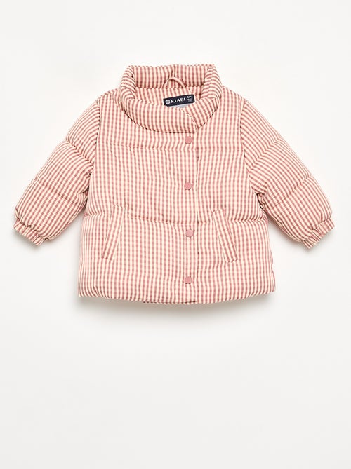 Casaco acolchoado vichy forrado a polar - Kiabi Casaco acolchoado vichy forrado a polar - Kiabi