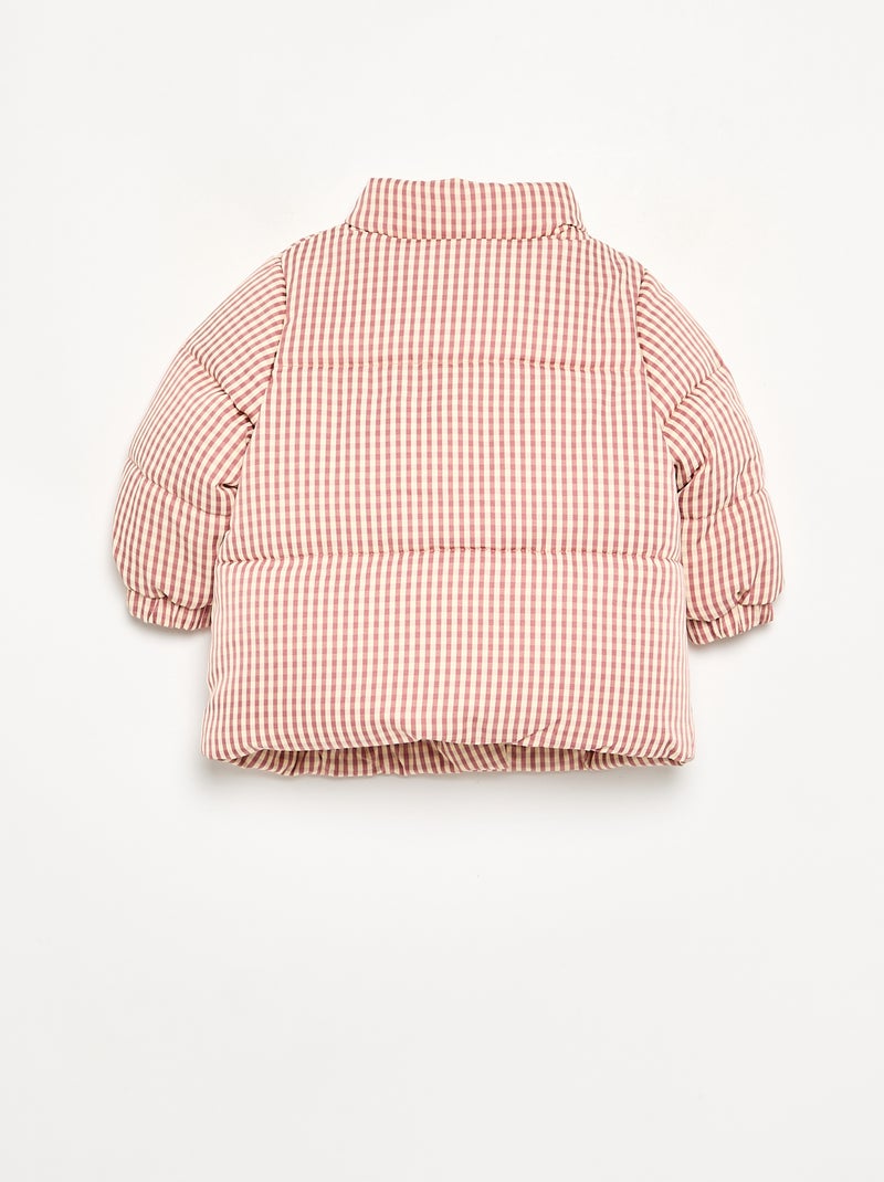 Casaco acolchoado vichy forrado a polar Vermelho - Kiabi