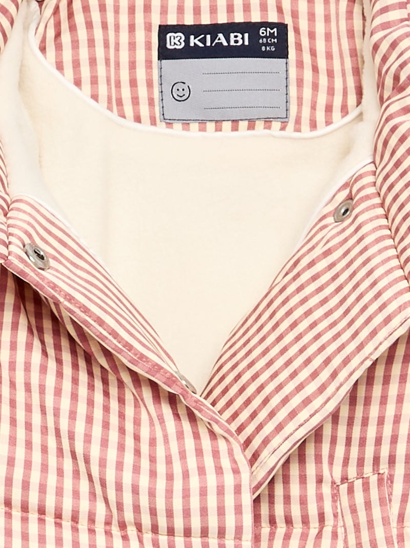 Casaco acolchoado vichy forrado a polar Vermelho - Kiabi