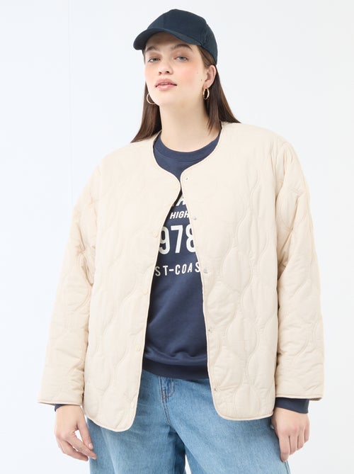 Casaco almofadado com capuz e plastrão interior em moletom removível - Kiabi