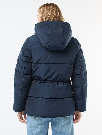 Casaco acolchoado comprido com capuz