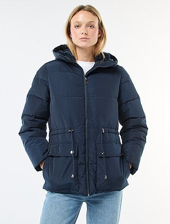 Casaco acolchoado comprido com capuz