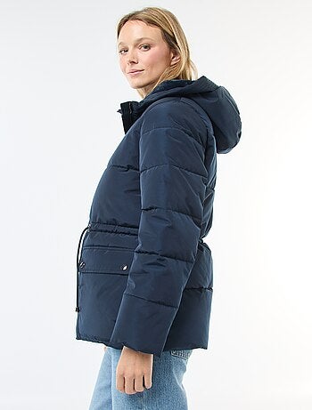 Casaco acolchoado comprido com capuz