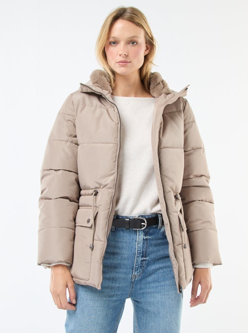 Casaco almofadado comprido com capuz - Kiabi