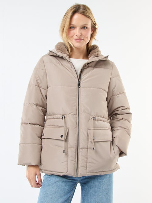 Casaco almofadado comprido com capuz - Kiabi