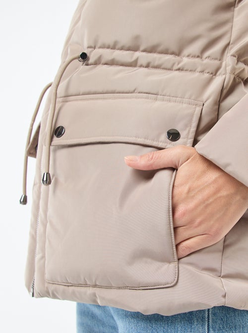 Casaco almofadado comprido com capuz - Kiabi