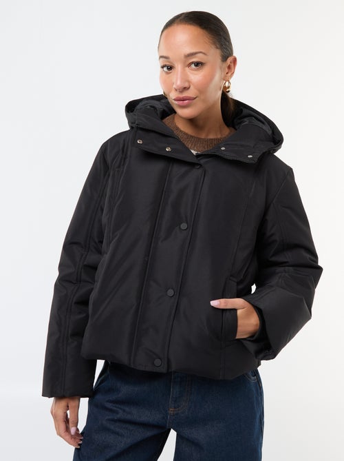 Casaco almofadado curto com capuz e efeito pele 'JDY' - Kiabi