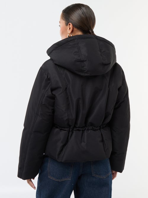 Casaco almofadado curto com capuz e efeito pele 'JDY' - Kiabi