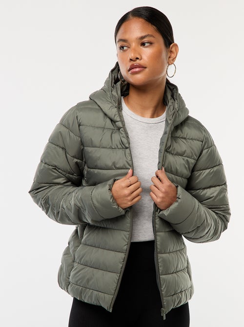 Casaco almofadado leve com capuz liso - Kiabi