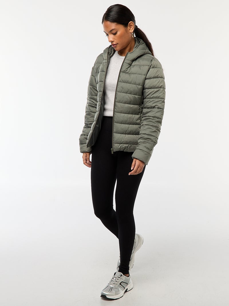 Casaco almofadado leve com capuz liso Verde - Kiabi