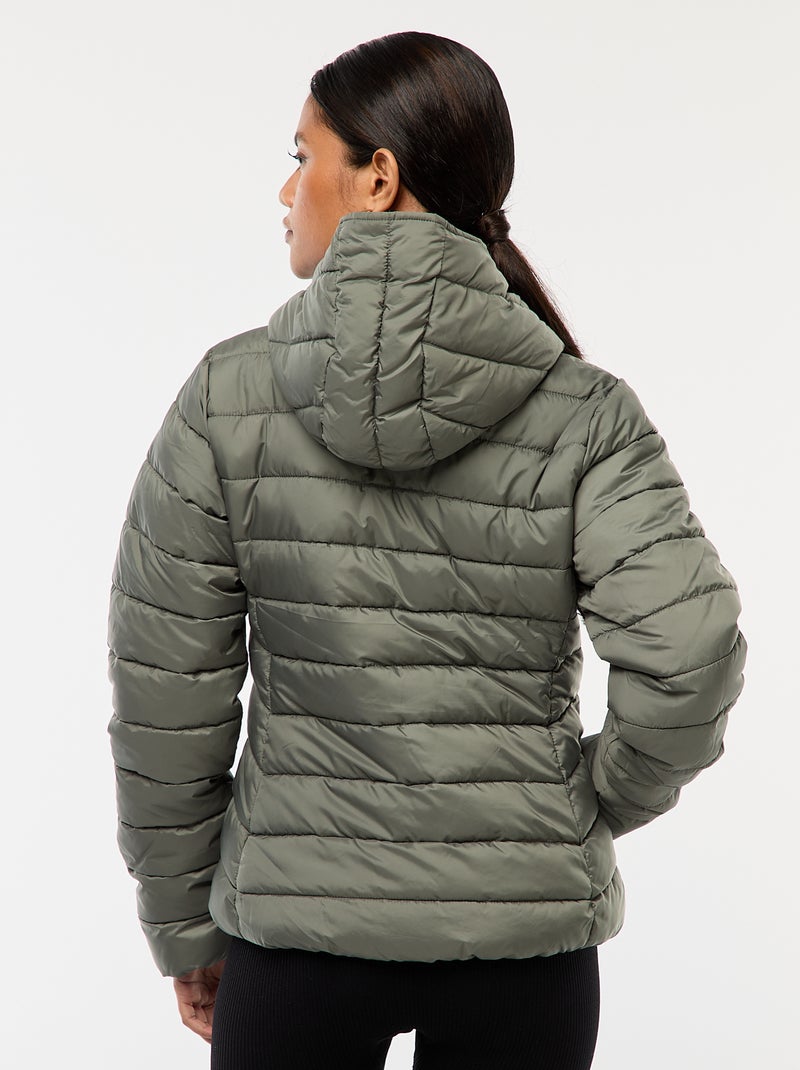 Casaco almofadado leve com capuz liso Verde - Kiabi