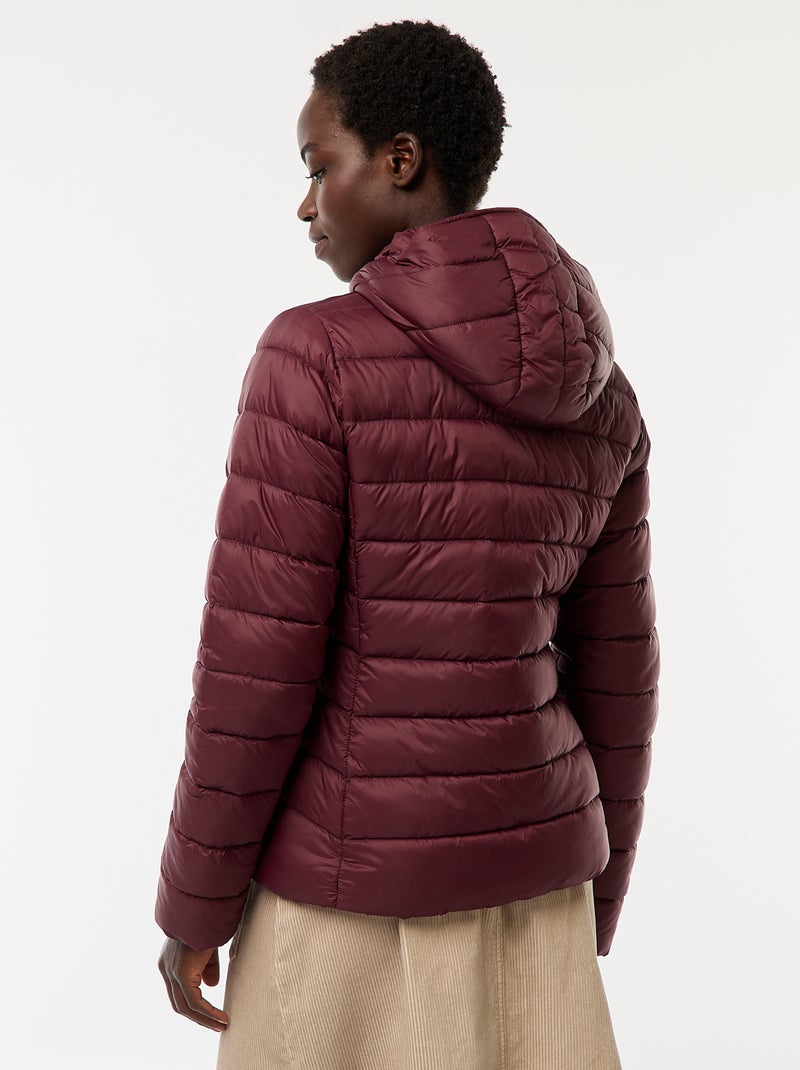 Casaco almofadado leve com capuz liso Vermelho - Kiabi