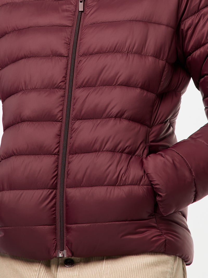 Casaco almofadado leve com capuz liso Vermelho - Kiabi