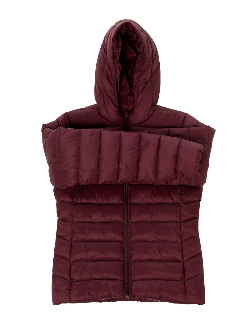 Casaco almofadado leve com capuz liso Vermelho - Kiabi