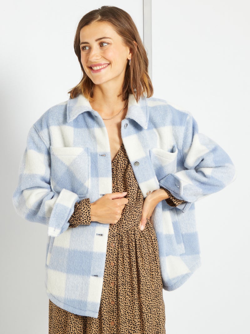 Casaco aos quadrados estilo camisa-casaco AZUL - Kiabi