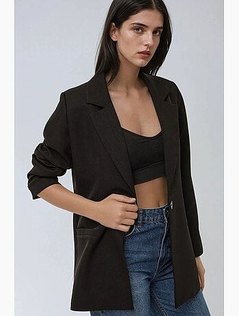Casaco blazer com forro de leopardo hiccup