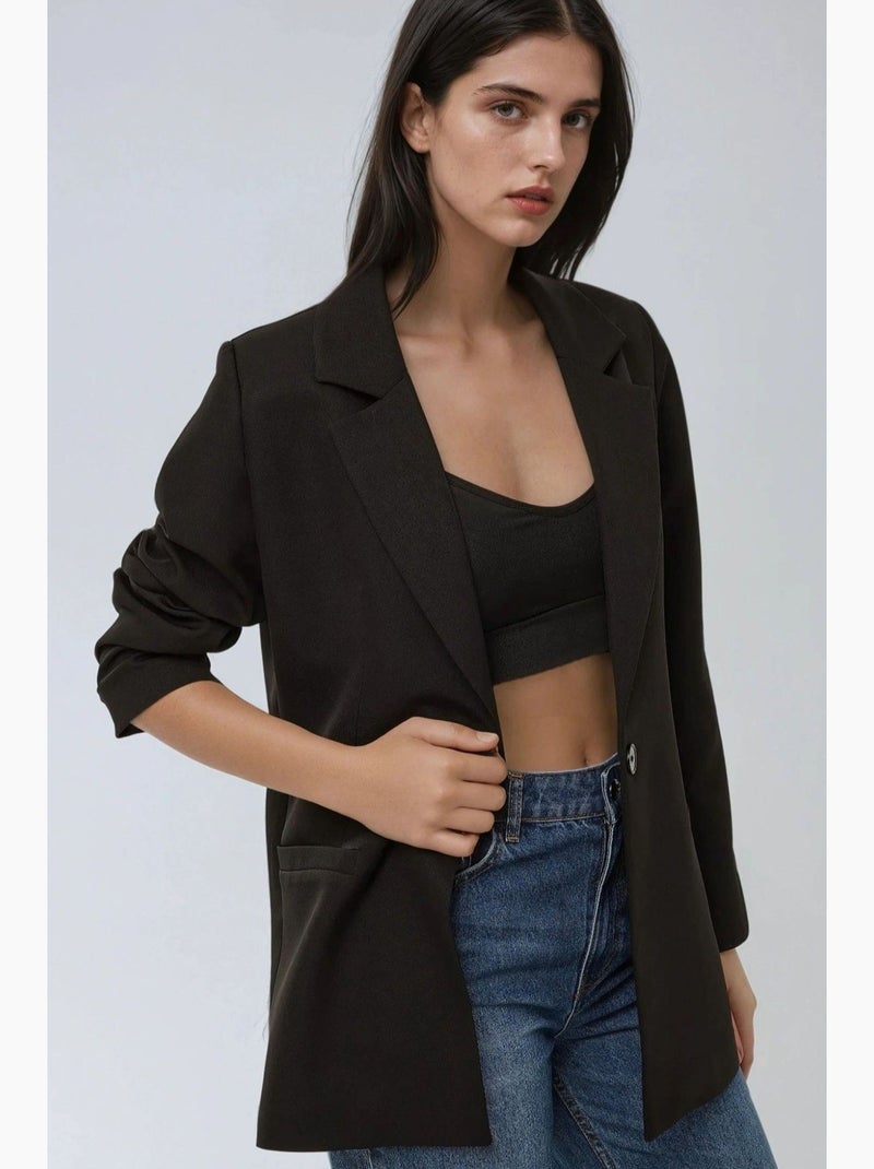 Casaco blazer com forro de leopardo hiccup Preto - Kiabi