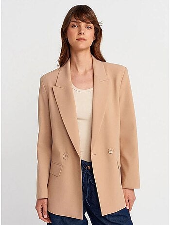 Casaco blazer comprido em crepe dilvin