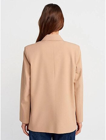 Casaco blazer comprido em crepe dilvin