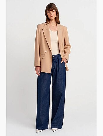Casaco blazer comprido em crepe dilvin