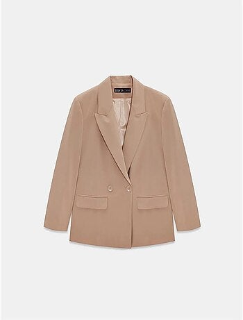 Casaco blazer comprido em crepe dilvin