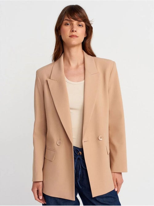 Casaco blazer comprido em crepe dilvin - Kiabi Casaco blazer comprido em crepe dilvin - Kiabi
