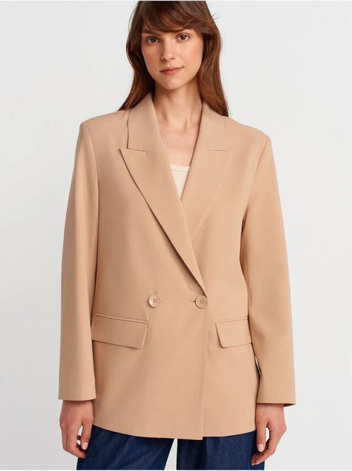 Casaco blazer comprido em crepe dilvin - Kiabi Casaco blazer comprido em crepe dilvin - Kiabi
