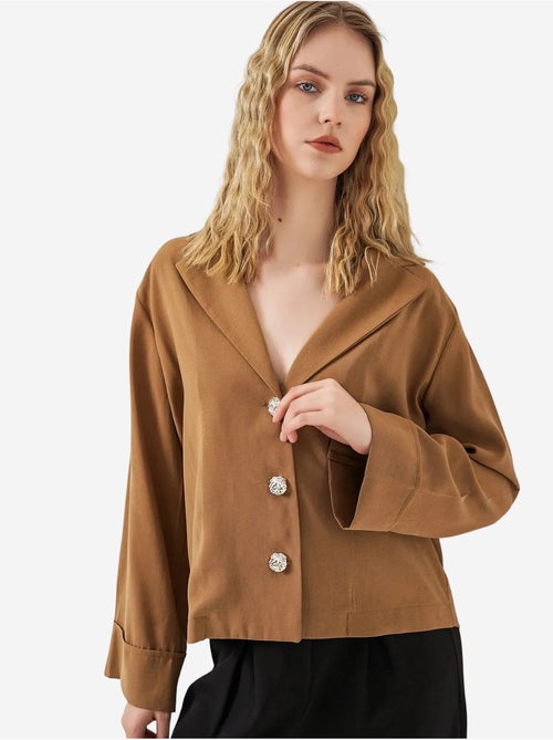 Casaco blazer oversize com fecho de botões bdart - Kiabi Casaco blazer oversize com fecho de botões bdart - Kiabi