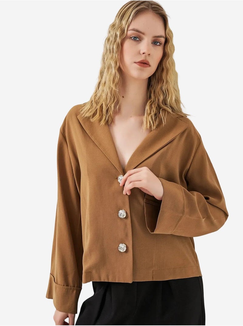 Casaco blazer oversize com fecho de botões bdart Camelo - Kiabi