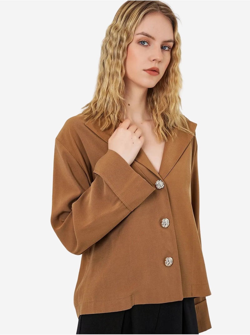 Casaco blazer oversize com fecho de botões bdart Camelo - Kiabi