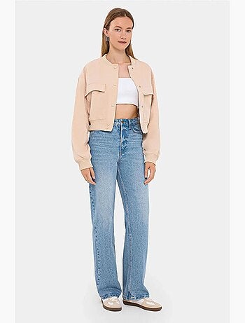 Casaco bomber com gola redonda e bolso hiccup