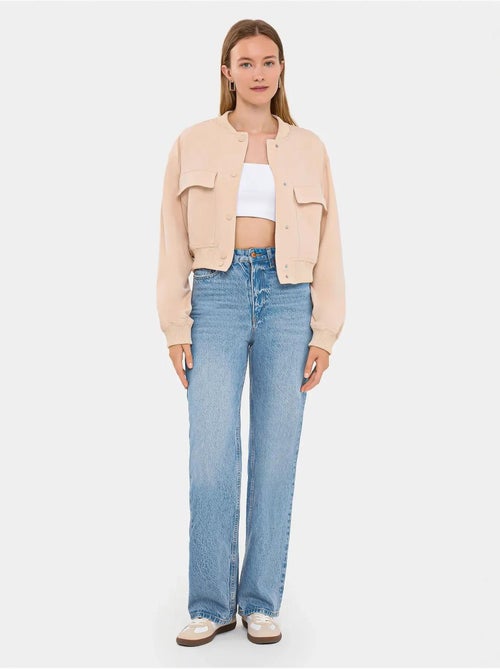 Casaco bomber com gola redonda e bolso hiccup - Kiabi Casaco bomber com gola redonda e bolso hiccup - Kiabi