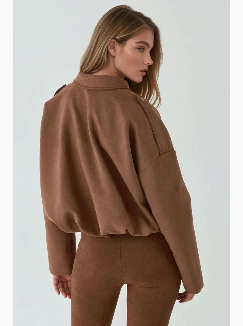 Casaco bomber de camurça com textura macia hiccup Camelo - Kiabi