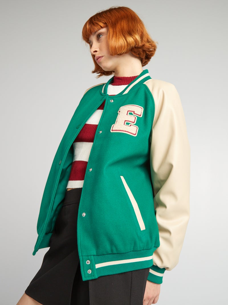 Casaco bomber estilo campus VERDE - Kiabi