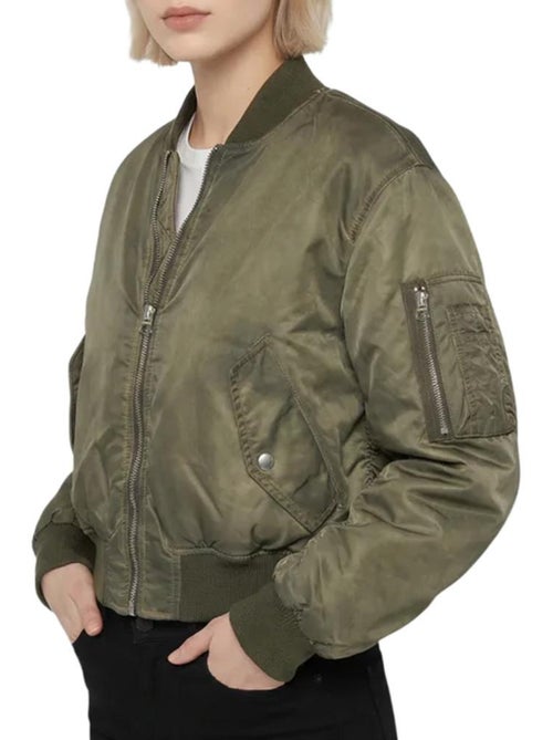 Casaco bomber kaki oversize schott para mulher - Kiabi Casaco bomber kaki oversize schott para mulher - Kiabi