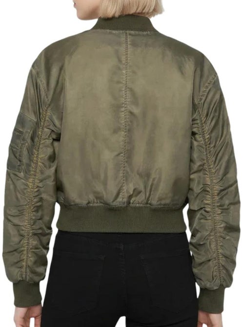Casaco bomber kaki oversize schott para mulher - Kiabi Casaco bomber kaki oversize schott para mulher - Kiabi