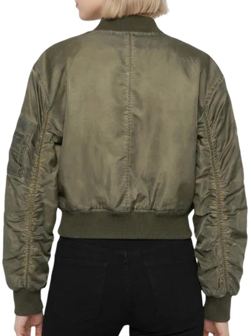 Casaco Bomber Kaki Oversize Schott para Mulher Verde cáqui claro - Kiabi