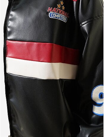 Casaco bomber oversize em pele sintética color block bdart