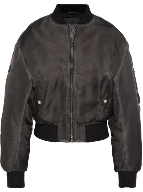Casaco bomber oversize preto para mulher schott lavado - Kiabi